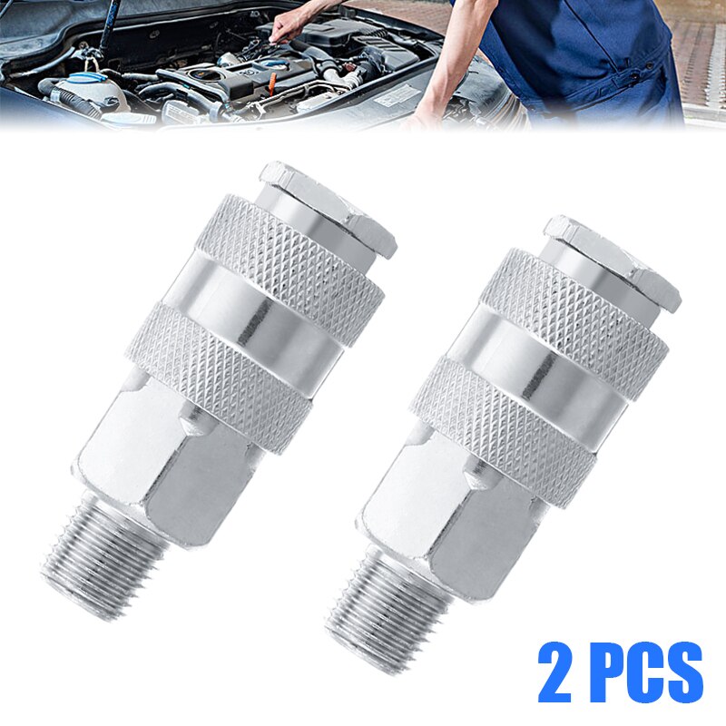 2pcs Zinc Plated Air Line Hose Fittings Connector Female Quick Release 1/4" BSP Male Hose Fittings Connector Adapter