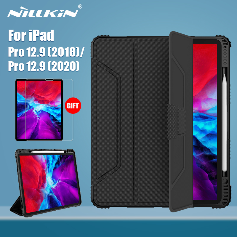 NILLKIN For iPad Pro 11 case Magnetic PU Leather Flip Cover PC back cover smart for iPad Pro 12 9 case with Protector