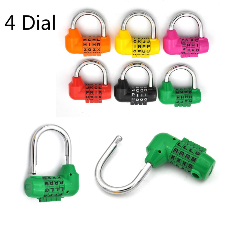 Candado de código de seguridad para viaje, combinación de letras de 4 dígitos colorido con candado, contraseña diaria, 1 ud.
