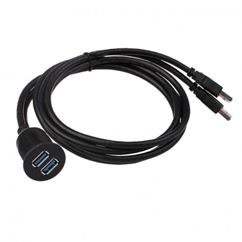 Car Boat Motorcycle Flush Mount Dashboard Panel Dual USB 3.0 Extender Cable