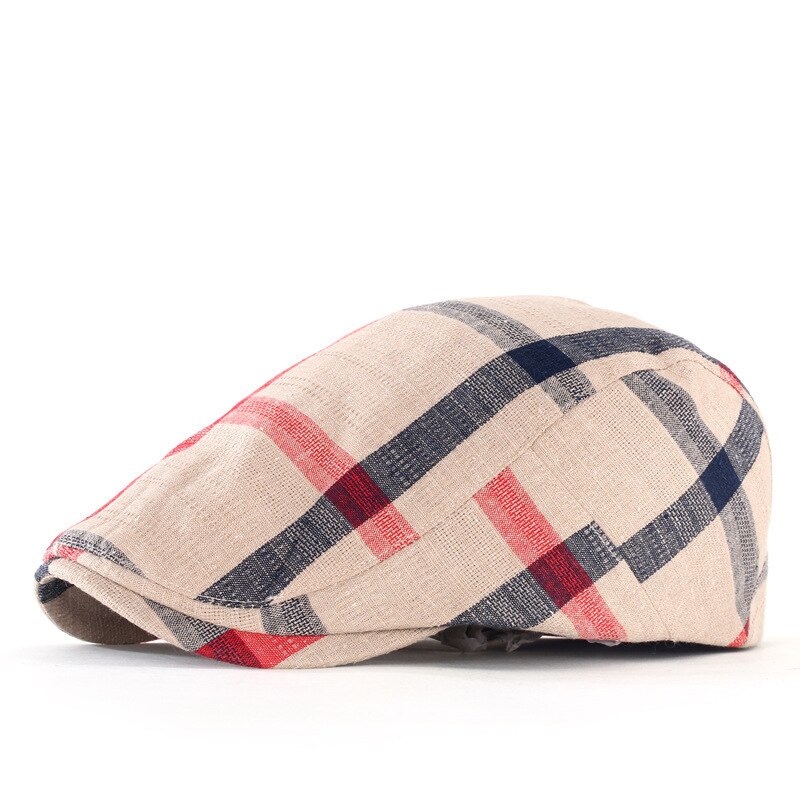 Bérets à carreaux de Style anglais pour hommes et femmes, classique, unisexe, décontracté, Casquette de sport, en coton, chapeau plat: beige