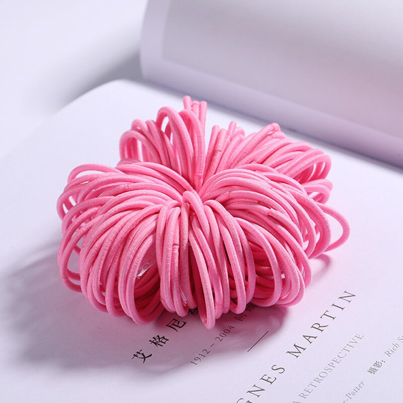 100 Stks/partij Meisjes Snoep Kleuren Nylon 3 Cm Elastiekjes Kinderen Veilig Elastische Haarbanden Paardenstaart Houder Kinderen Haar accessoires: 7