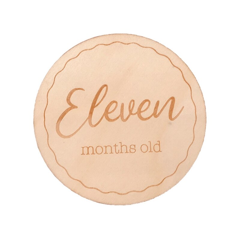 40JC-Tarjetas de madera para bebés recién nacidos, tarjetas de grabación de crecimiento mensual: 11