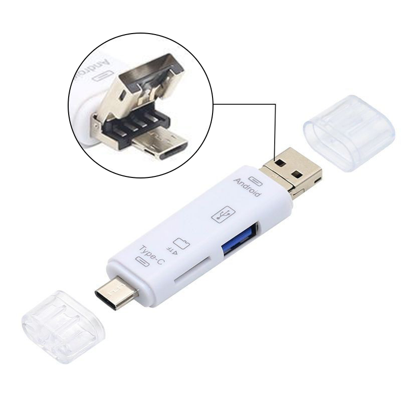 Czytnik kart 6 w 1 USB 3.0 typu C na SD Micro TF Adapter kart pamięci SD do laptopa Akcesoria OTG Flash Drive Smart Cardreader: Fuksja