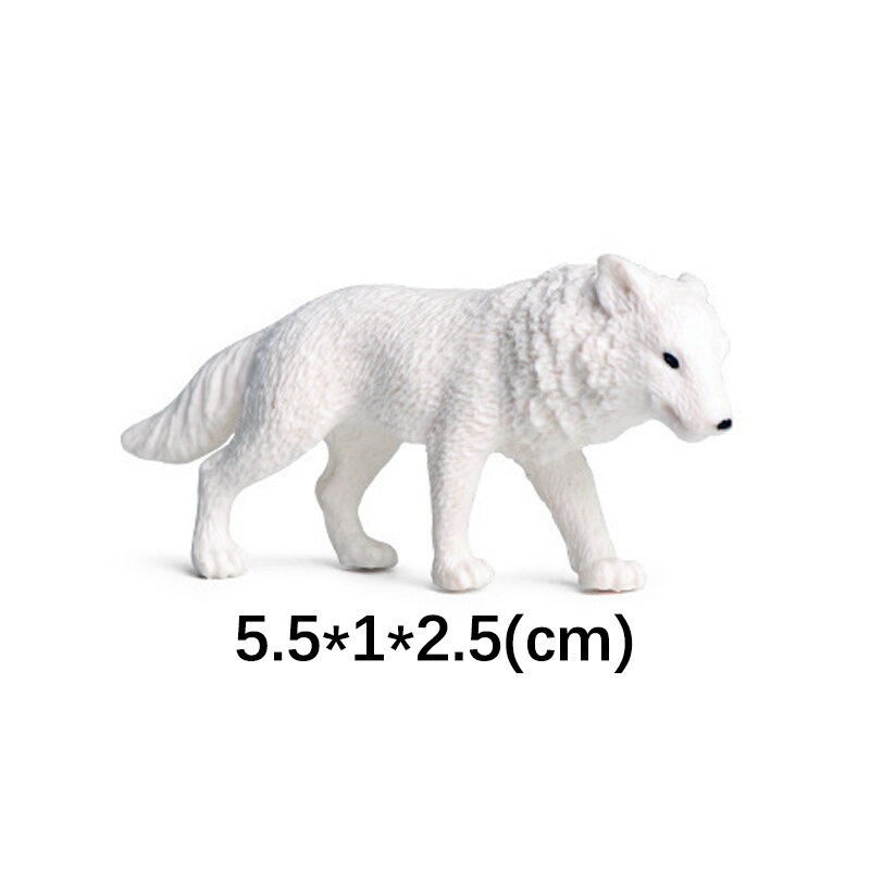 Toy Figures Model Handgemaakte Wildlife Animal Bear Poolvos Wolf Beluga Walvis Seal, Sneeuwuil Polar Regio Educatief: Arctic wolf