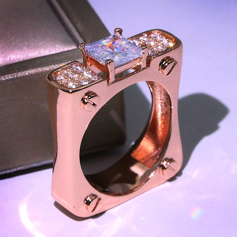 Fdlk klassisk princess cut rhinestone smykker kvinder engagement brude ring jubilæum