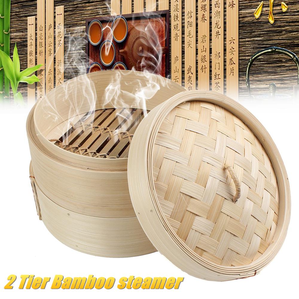 Non Stick Natuurlijke Bamboe Steamer Cook Groenten Dim Sum Stoom Mand