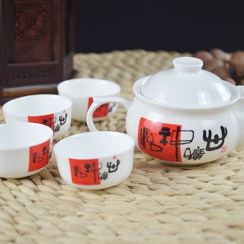 Fijne bone china thee set, bruiloft decoratie, keramische chip thee cup, kung fu china thee cup set, china theepot set, reizen thee set
