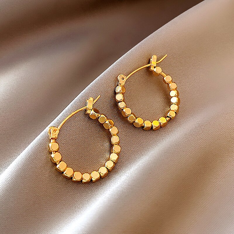 Na moda requintado 14k real ouro cubo hoop brincos para as mulheres de alta qualidade encantador temperamento jóias casamento presentes festa