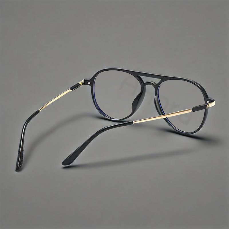 Vintage leesbril met dubbele lichtbundel, unisex, geschikt voor verziendheid en presbyopie (ouderdomsverziendheid), montuur met anti-blauwlichtfilter, 0 +100 ~ +400