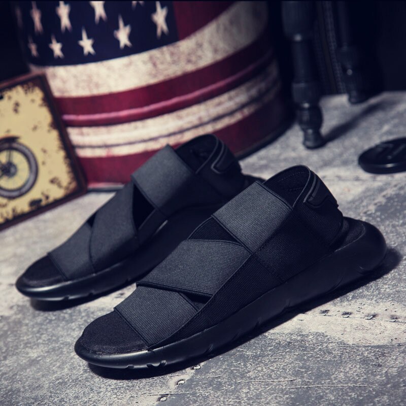 Männer Sommer Schuhe Mann Plattform Sandalen Schwarz Komfortable Herren Gladiator Sandalen für Männer Strand Sandale Zapatillas hombre Urbanas: Schwarz / 9
