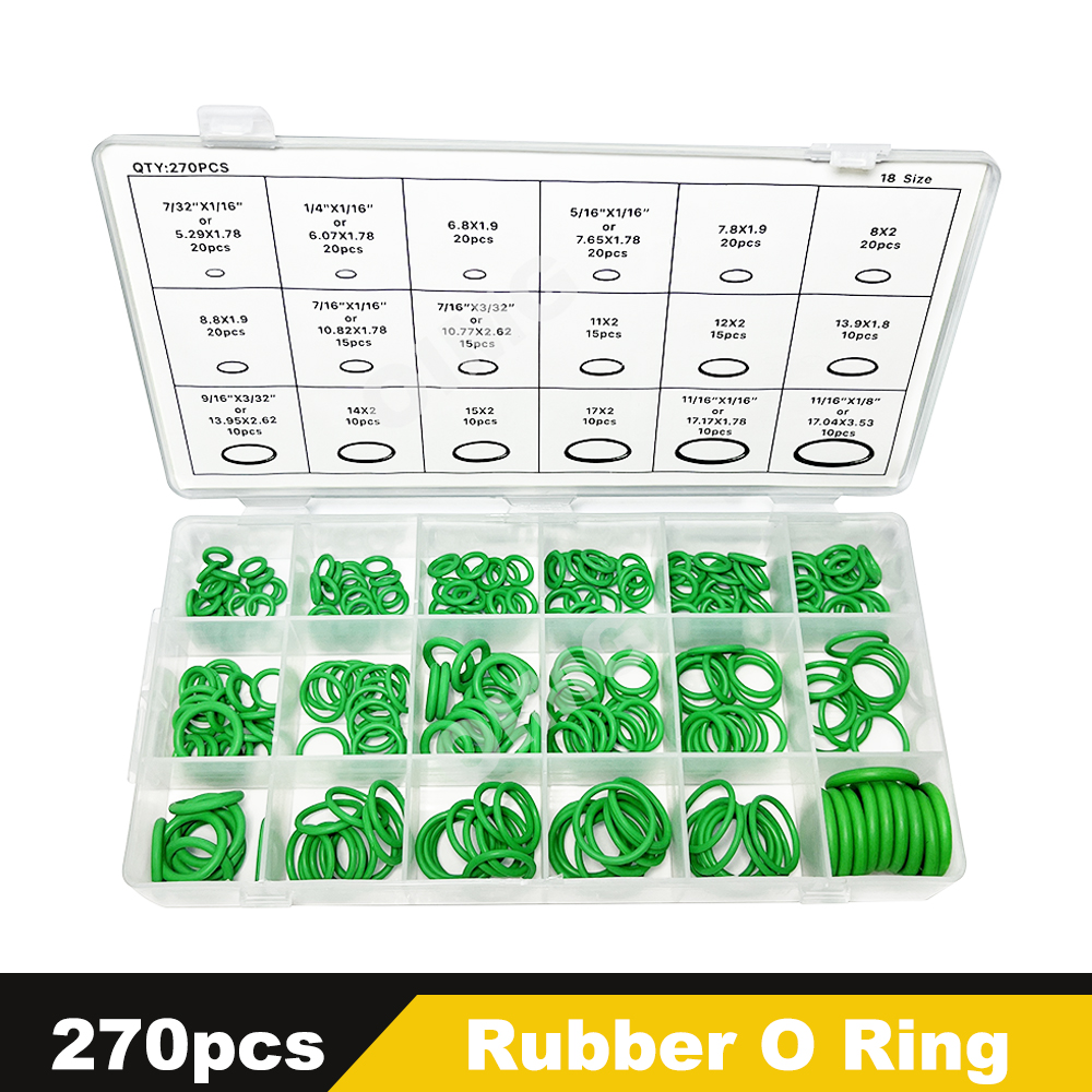 Car Air Conditioning O Ring Nitrile Rubber Sealing Gasket Washer Resist Oil and Heat for Compressor Automotive Repair O-ring kit: Transparent