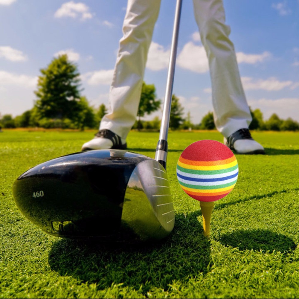 5 stuks/pak golfballen voor buiten regenboog streep schuim spons golfballen swing oefen trainingshulpmiddelen golfaccessoires gratis verzending
