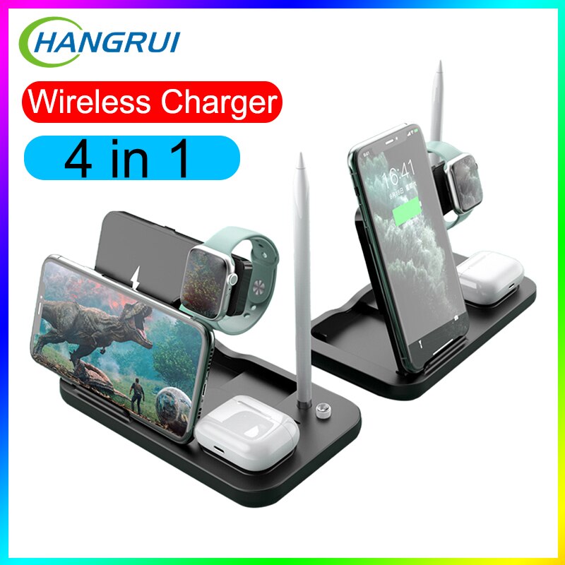 15W Qi Wireless Charging Fast Charging Stand 4in1 For Apple Watch Pencil For iPhone 12 Pro Max Airpods Charging Dock Station