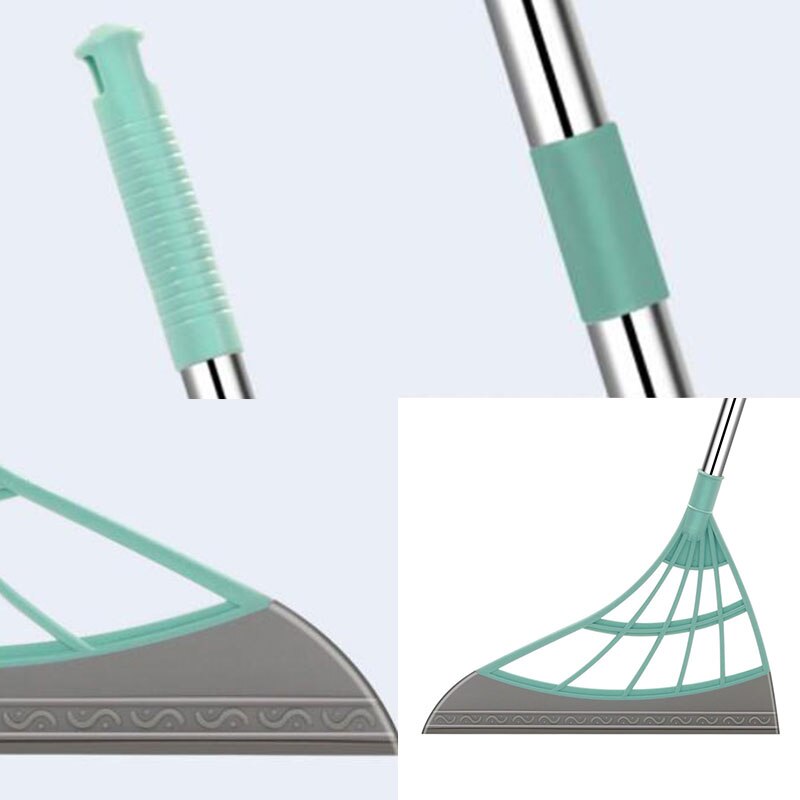 Rubber Broom Hand Push Broom Floor and Window Wiper Scraper Detachable Magic Broom Mop Floor Dirt Hair Remover Accessories