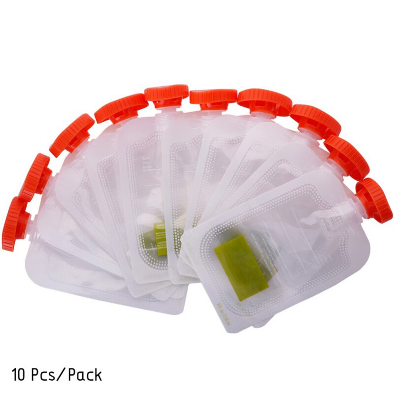 10PCS Resealable Fresh Squeezed Food Pouches Safe Practical Baby Weaning Food Puree Reusable Squeeze Bag For Newborn: Default Title
