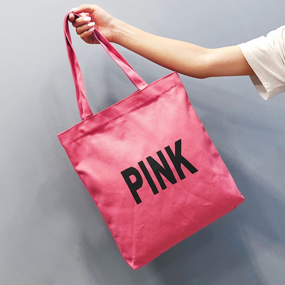 Women Handbags Ladies Classic Girl Shoulder Bags Canvas Casual Shopping Tote Bag: Pink