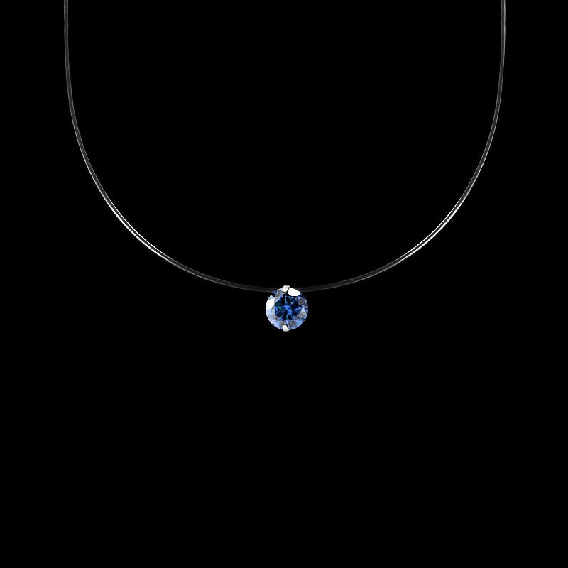 SHUANGR-collar de hilo de pescar transparente para mujer, Gargantilla con diamantes de imitación, 9 colores: 6mm dark blue