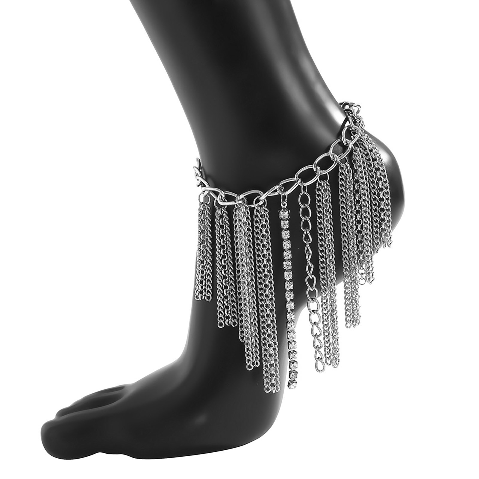 1Pc Mode Multilayer Ketting Hoge Hak Schoen Eenvoudige Voet Enkel Strand Sieraden Voet Armband Voor Vrouwen Meisje Enkelbandje: Silver Plated
