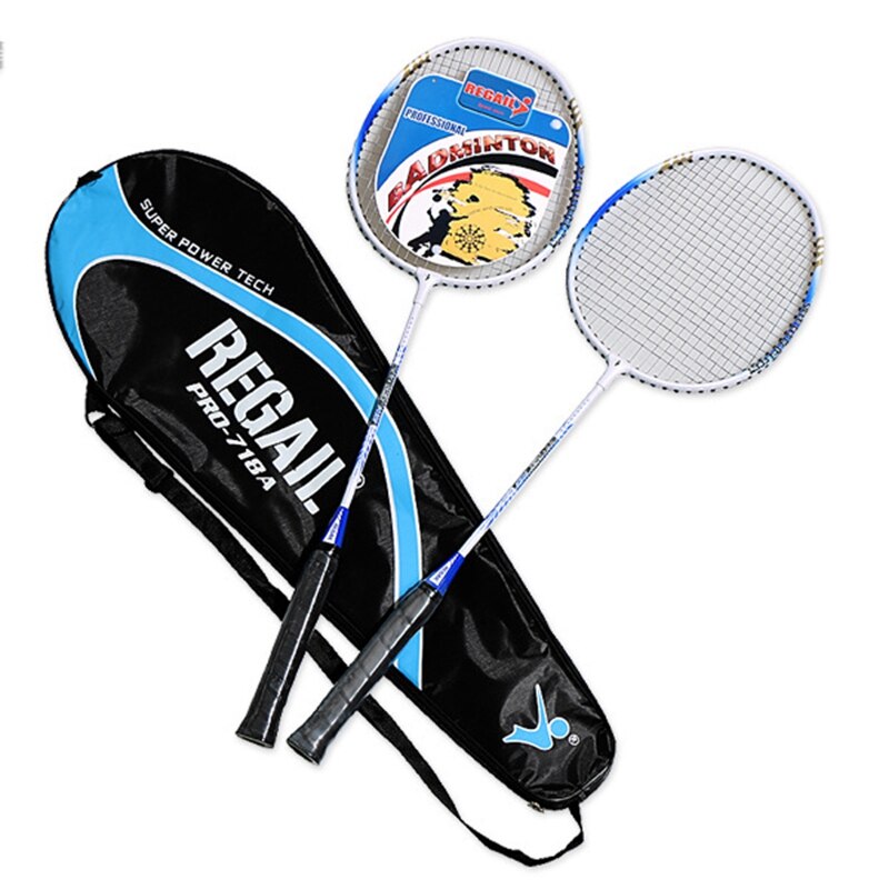 REGAIL 1 Pair Absorption Shock Badminton Racket of Aluminum Alloy for Competition Training Badminton Sport Equipment: Blue  718A