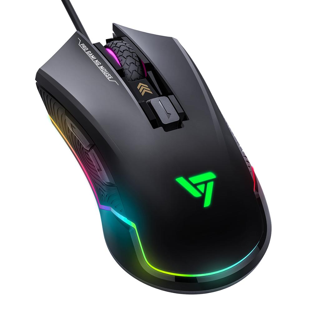 VicTsing PC109 Gaming Mouse Wired PC Gamer Mouse 7250 DPI 6 Buttons Optical Mice Ergonomic With Side Buttons RGB Backlit: Default Title