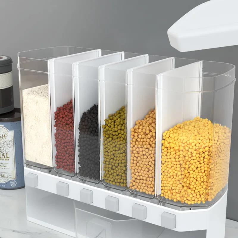 Grain classification storage box Wall-mounted independent rice container Grain classification plastic rice automatic cylinder