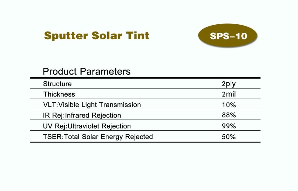 2 mil 10% vlt mørkegrå sputter solar tint film varmekontroll anti uv vindusfilm bil side frontrute film med bredde 50cm/20 "
