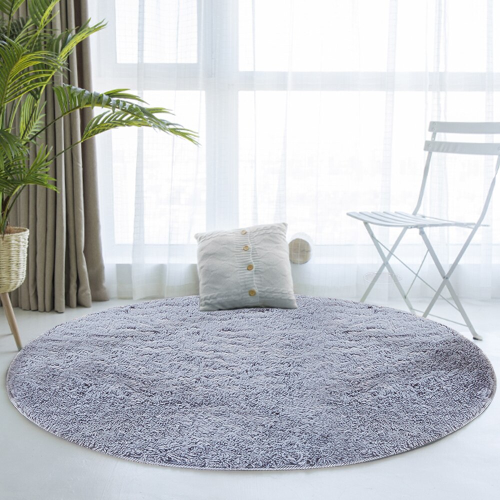 Soft Round Faux Fur Rug Carpets For Children'S Bedroom Living Room Fluffy Thermal Rug Shaggy Pile Gray Carpet Mat Bedside Mats