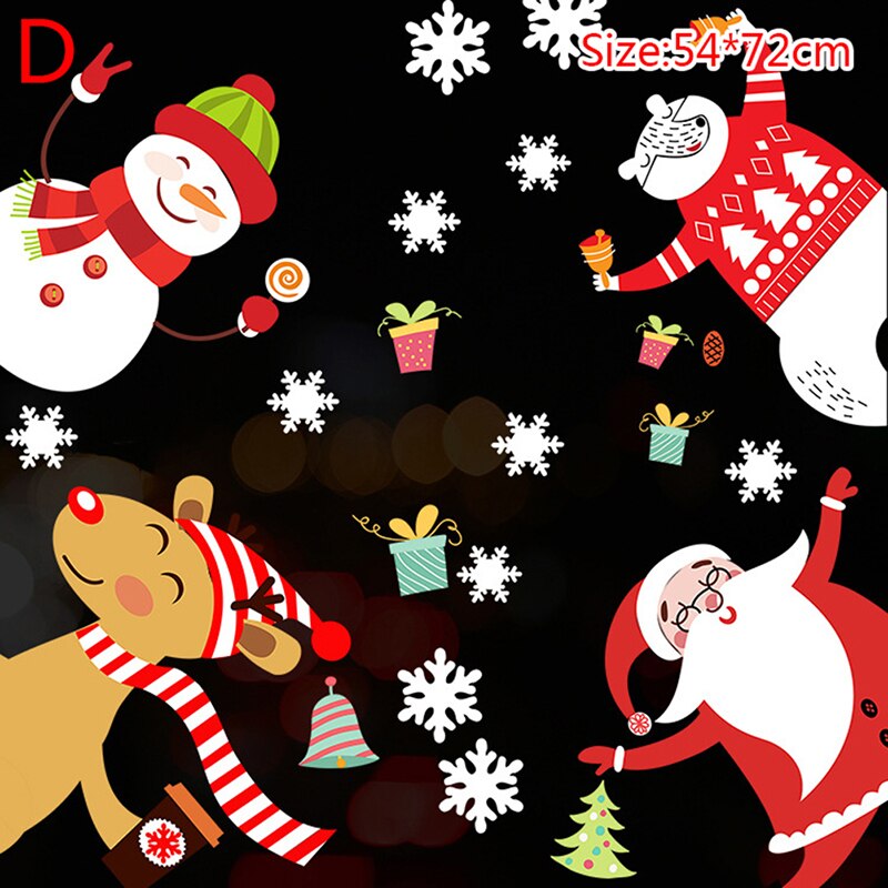 Christmas Stickers Window Glass Stickers Paster round Tube Packaging Glue-Free Electrostatic Christmas Decorations: D