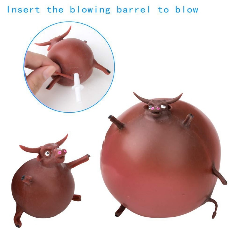 Funny Novelty Toys Stress Reliever TPR Blowing Animal Squeeze Anti-stress Soft Rubber Inflatable Games Ball Toys For Kids