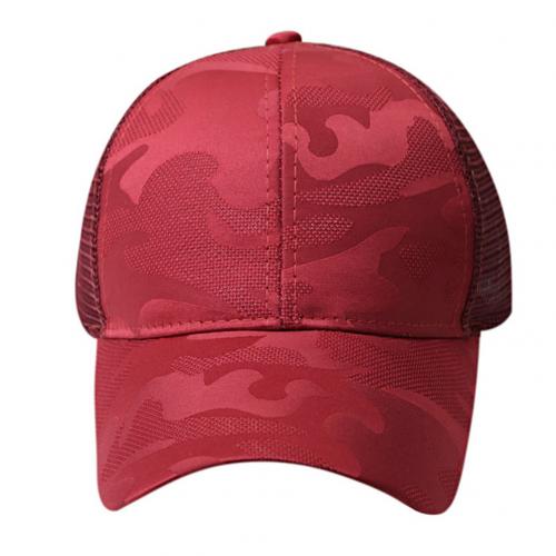 Sommer ensfarvet hestehale baseball cap justerbar anti uv mesh spids hat kvinder mænd snapback hætter klassisk afslappet stil hat: Rød