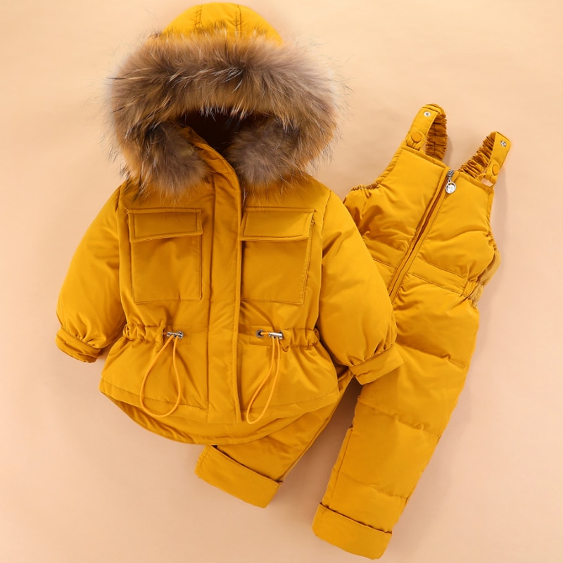 Warm Baby Meisjes Kleding Set Winter Dikke Eendendons Kleding Sets Voor Baby Jongens Down En Romper Kinderen Pak Peuter kleding