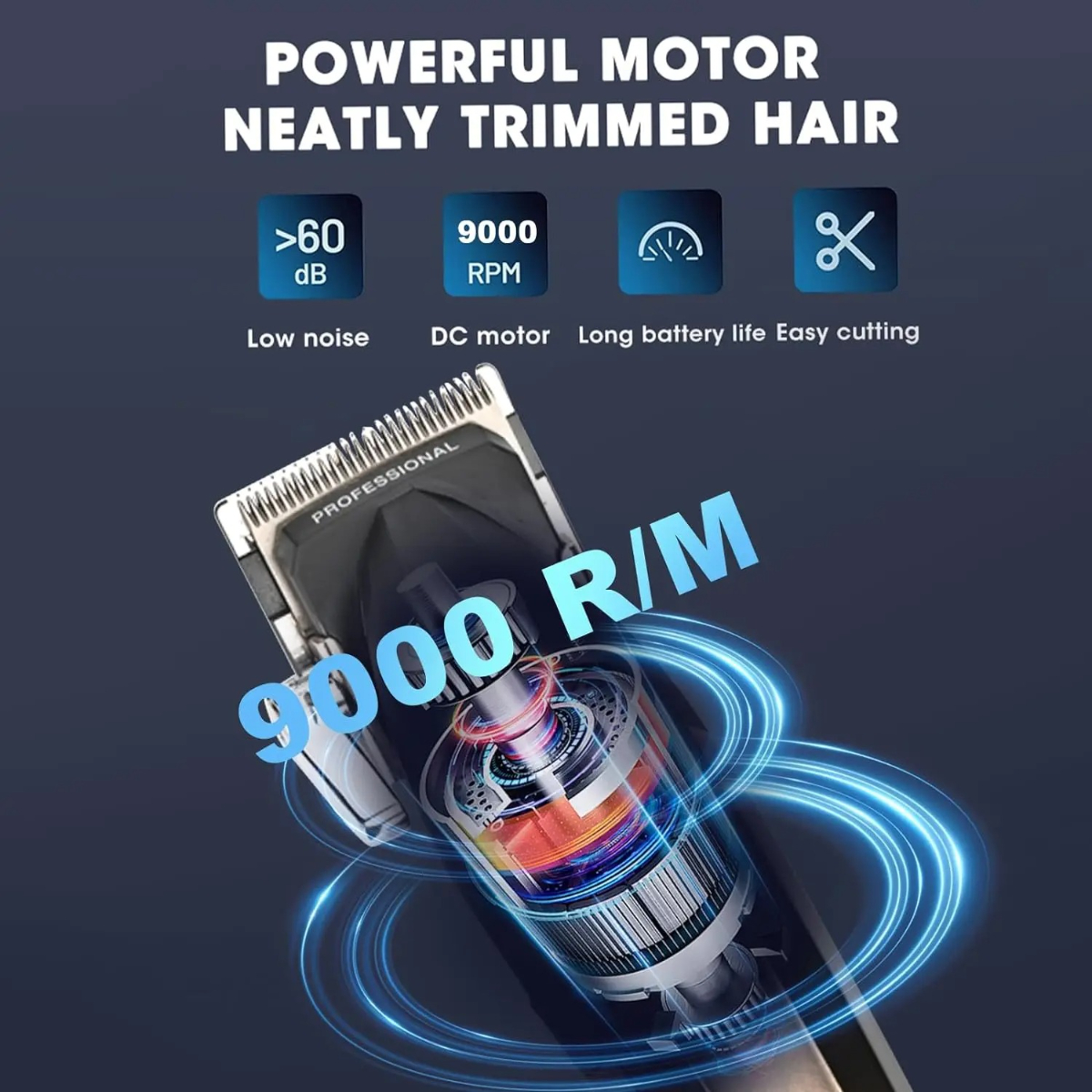 VGR Haartrimmer Professioneel Tondeuse Barbier Verstelbaar Haarknipmachine 9000 RPM Tondeuse LED-scherm Haartrimmers Mannen V-003