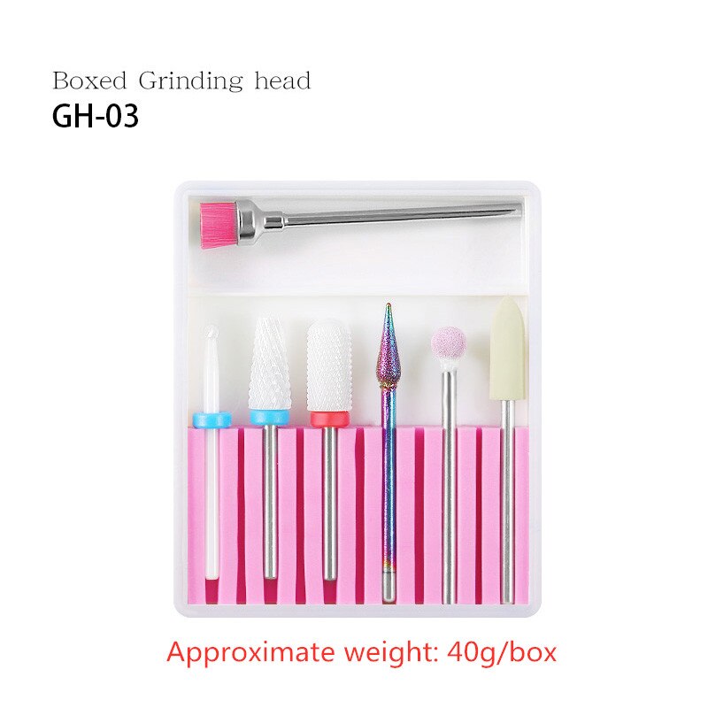 7Pcs/Set Tungsten Steel Nail Drill Bit Drill Ceramic Nails Things Punte Fresa Unghie Head Sanding for Nail Art: gj0389-03