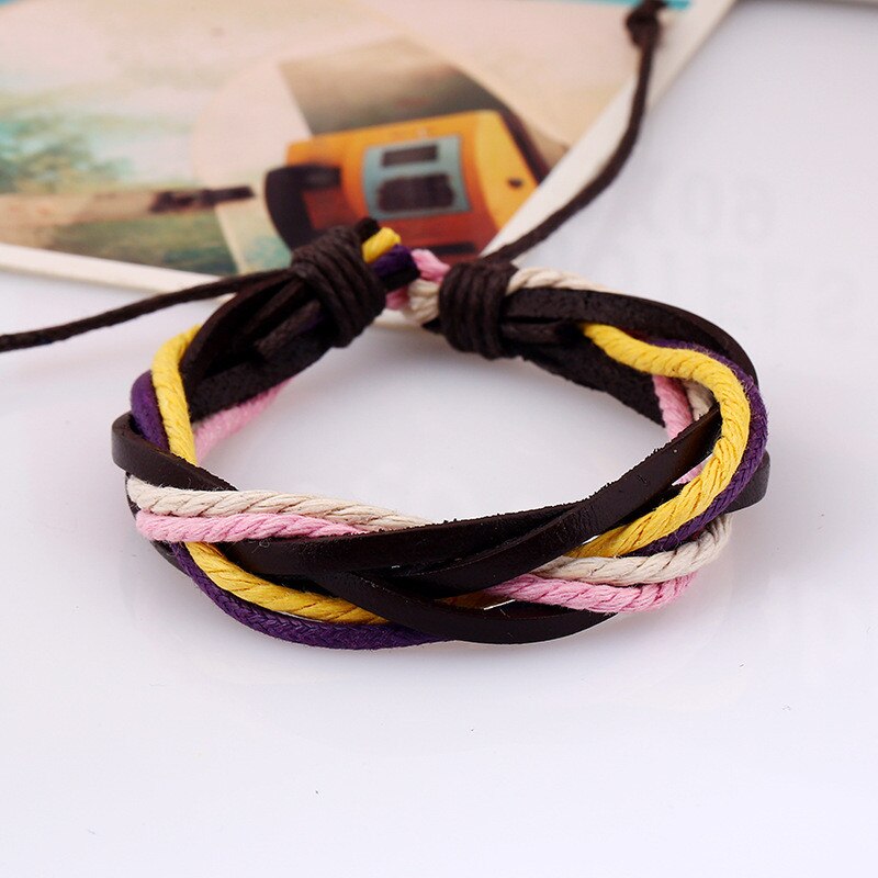 Handmade Geflochtene Multilayer männer Armbänder & Armreifen Vintage Bunte Wrap Armband Männlichen Schmuck