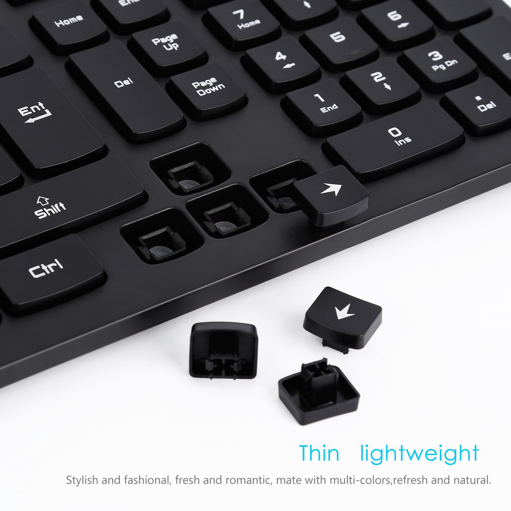 LESHP Ultra-thin Chocolate Wired Keyboard Desktop Office Home Games Slim Mute Computer 104 Keys Full-size Ergonomic