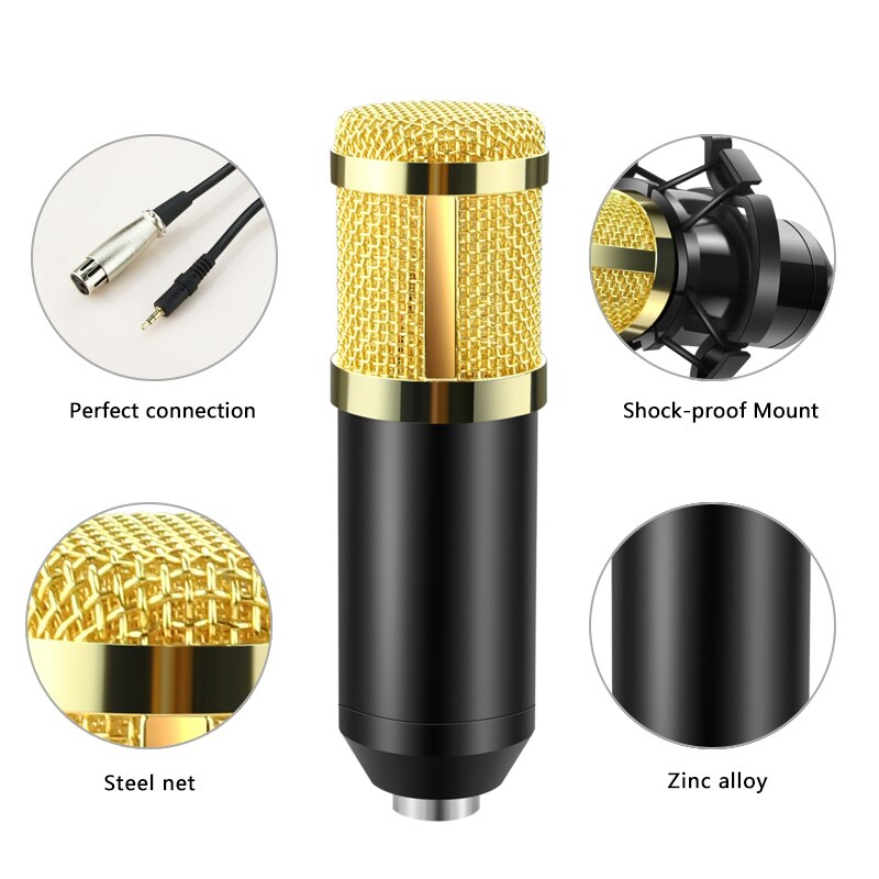 BM 800 Microphone Condenser Sound Recording Microphone With Shock Mount For Radio Braodcasting Singing Recording KTV Karaoke Mic