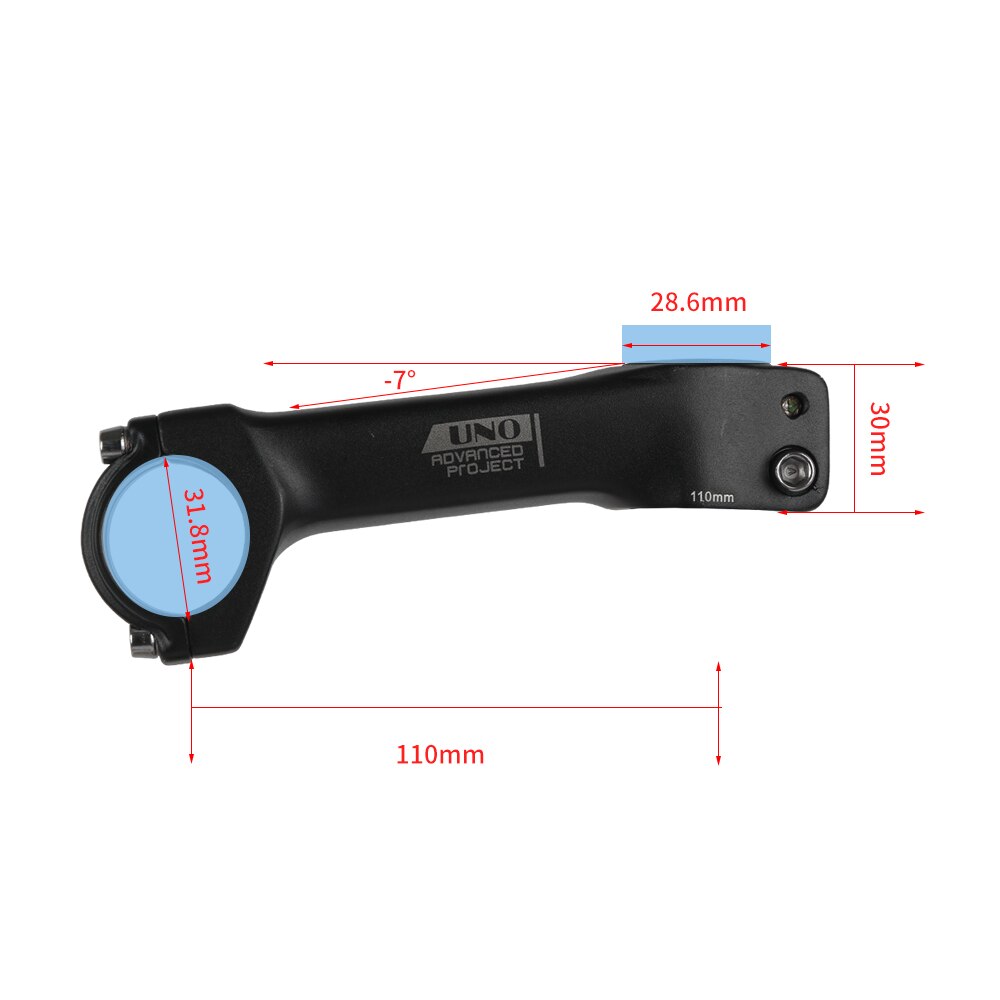 UNO Brand Ultralight Bike Stem -7 Degree MTB Road Bicycle Stem 31.8mm 70-120mm Cycling Pars Bicycle Handlebar Extender Bike Stem: AS034 110mm