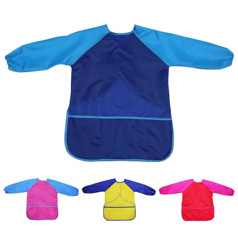 Kids Waterproof Long Sleeve Art Craft Drawing Painting Smock Apron Children