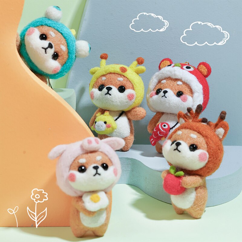 DIY Needle Felting Kit Needle Crafts Wool Felting Animals Kit DIY Handmade Non Finished Dog Handcraft with Needle Tool