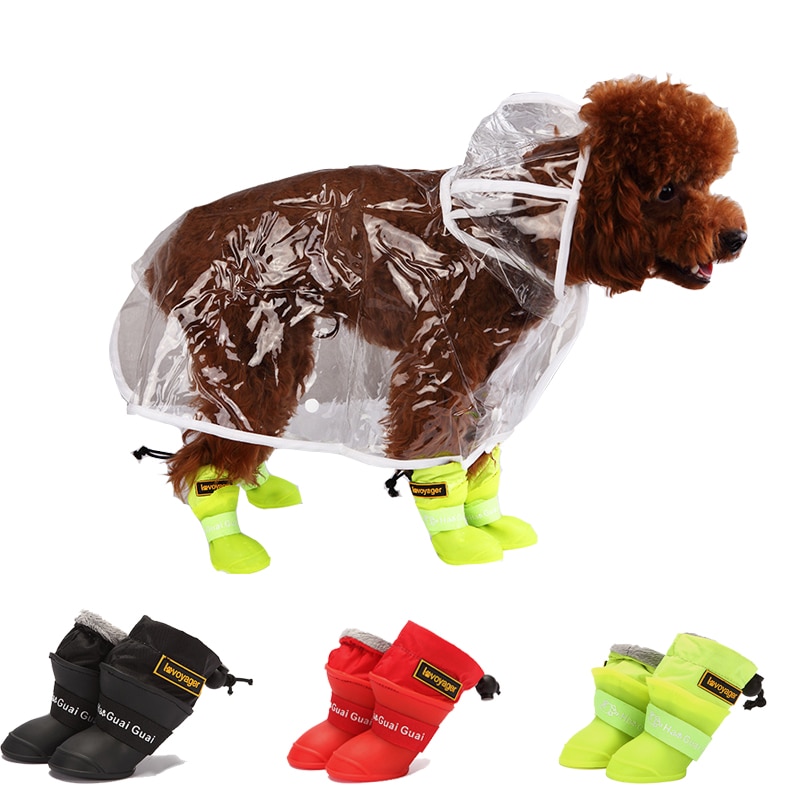 Yomiga Dog Rain Boots Small Medium Dogs Waterproof Winter Warm Puppy Snow Boots Fleece Soft Silicon Adjustable Anti-Slip