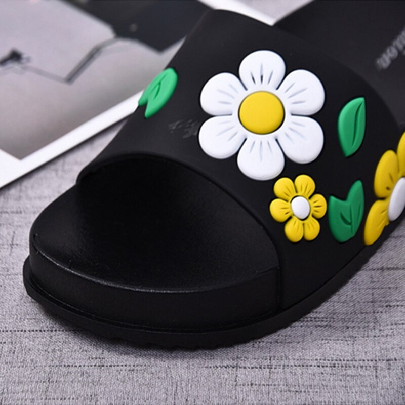 Sommar damer casual sandaler och tofflor plast enkla blommor inomhus hemma skor utomhus strand skor kvinnor