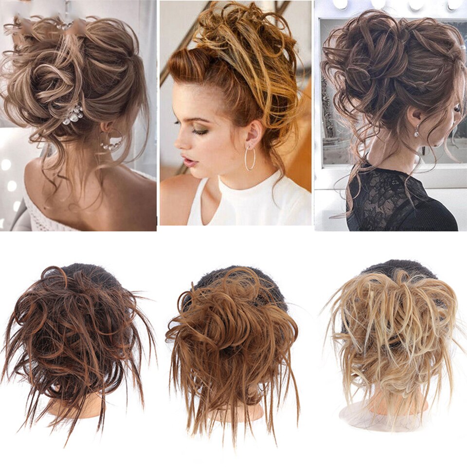 LUPU-Chignon de cheveux bouclés et salis | Extension de cheveux extensible pour femmes, Extension de cheveux couleur Ombre pour femmes