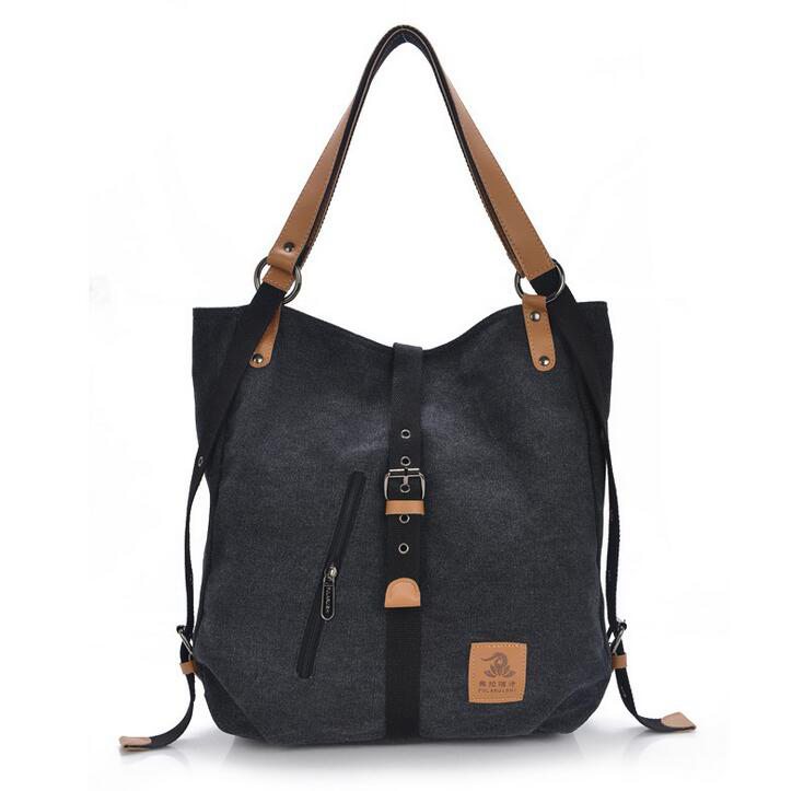 Kvinnlig handväska dam flickor casual canvas handväska axelväska multifunktionell kvinnlig messenger bag  l4-2475: Svart