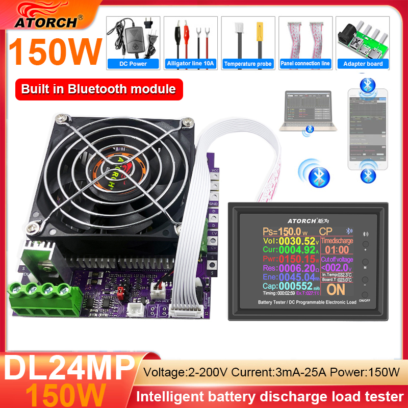2-200V 150W 23A Intelligente Temperatur Control DC Power USB Tester Elektronische Last Lithium-Batterie Kapazität Entladung meter