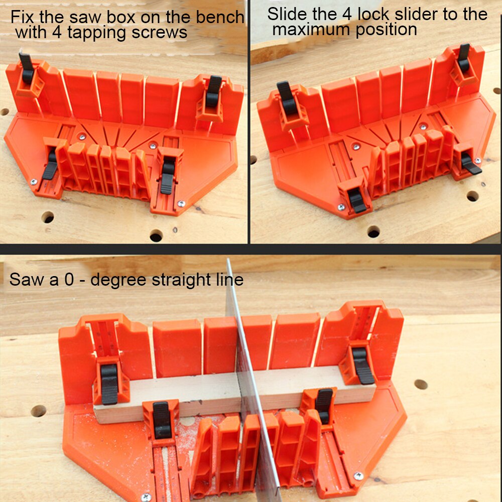 Woodworking Clamping Mitre Box Diagonal Saw Cabinet 45 90 Degree Saw Box Angle Saw Oblique Cutting Groove Sawing Guide Slot
