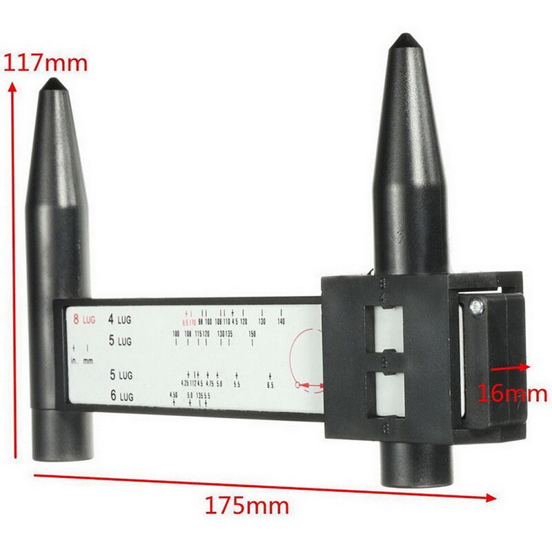 Wheel Rim Bolt Pattern Sliding PCD Measuring Tool Gauge Ruler 8 Holes PCD Ruler Lugs Hub Pitch Measurement Tool Vernier Calipers