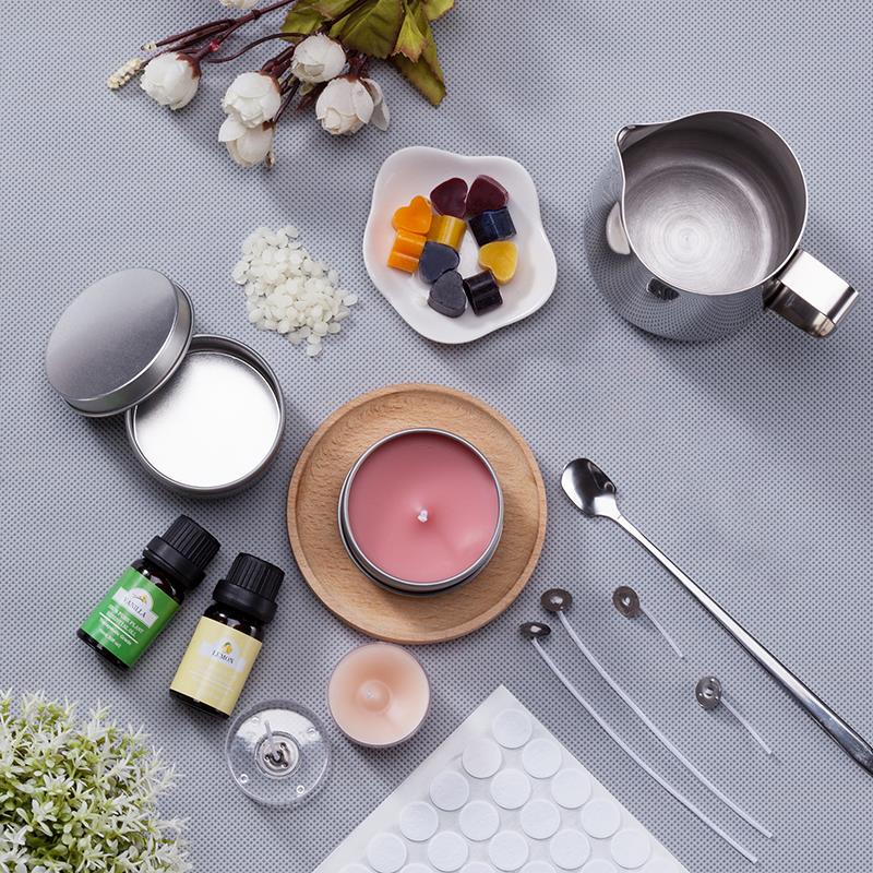 1 Set Candle Making Kit Pouring Pot Wicks Sticker DIY Candle Fixator Craft Tools DIY Handmade Candle Set With Cotton Core Holder