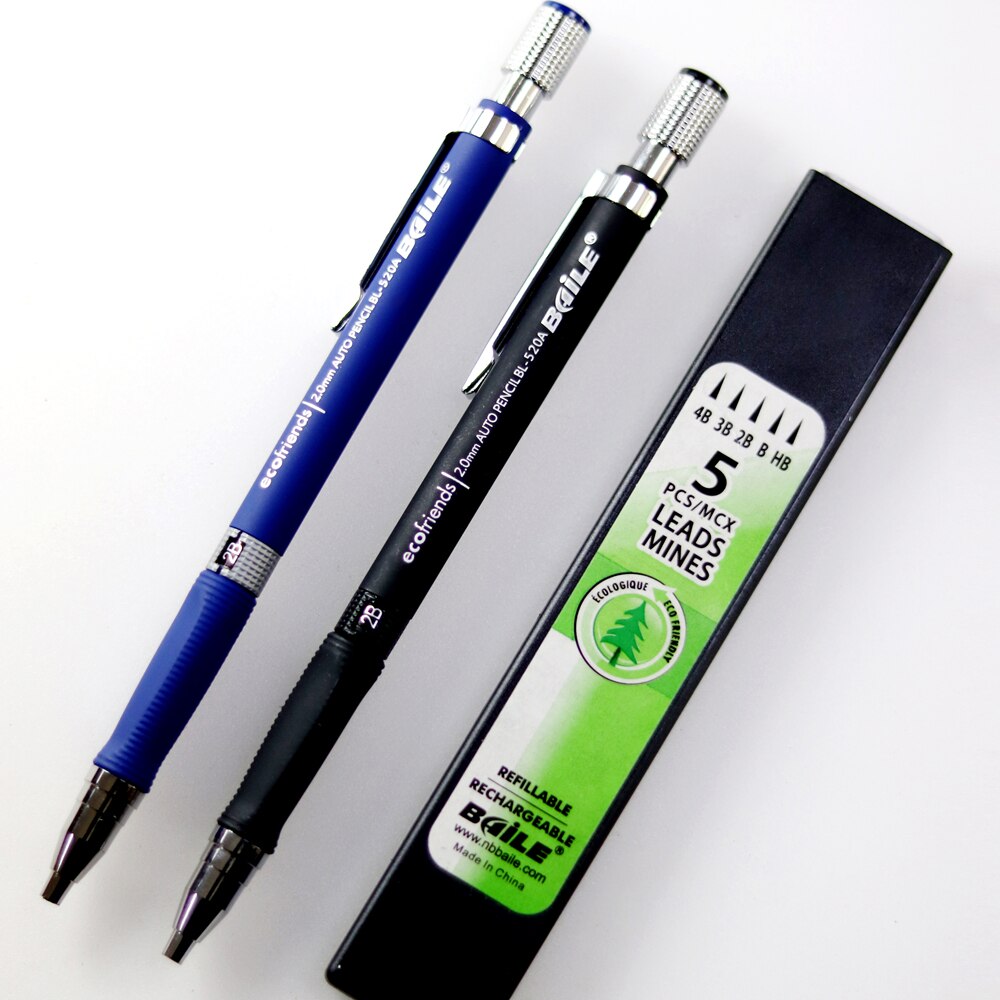 1pc 2.0mm mechanical pencil HB B 2B 3B 4B pencil set drawing writing mechanical pencil with refill