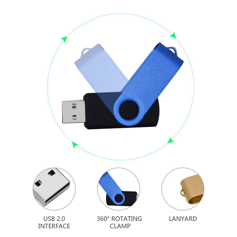 Rotatable USB 2.0 Flash Drive 128GB 64GB 32GB Colorful high speed 16GB 8GB memory Stick Waterproof Flash disk PenDrive